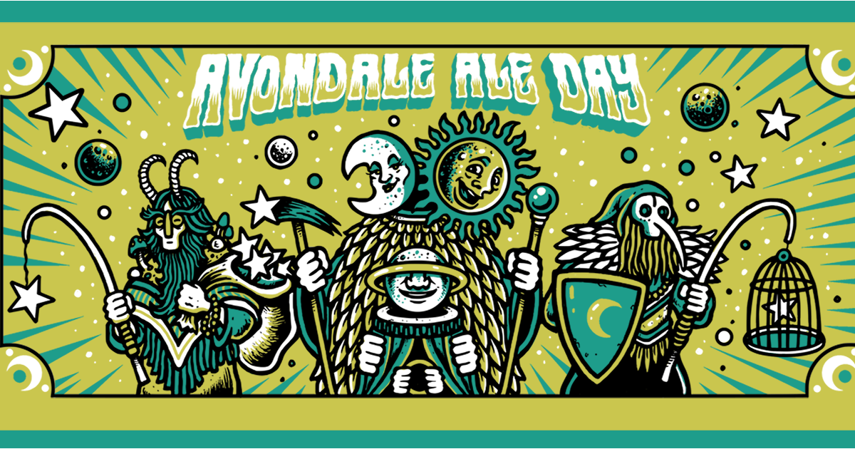 Avondale Ale Day with cosmic star catchers and a moon king and sun queen